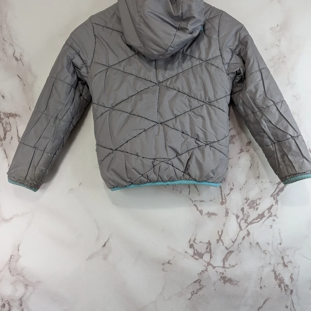 The North Face Coat Girls 6 XS Blue Gray Puffer Perrito Reversible Jacket